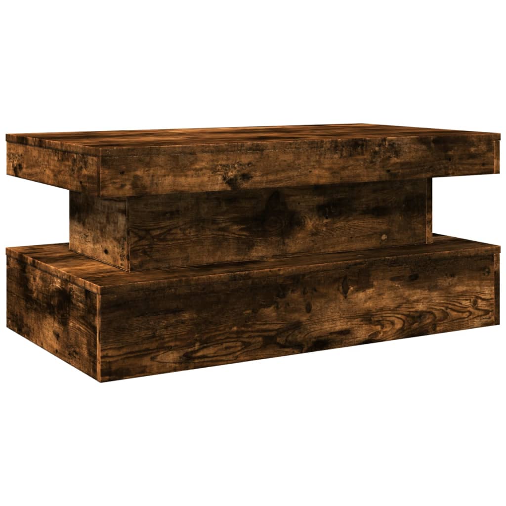 Table basse avec lumières LED chêne fumé 90x50x40 cm - XIOS