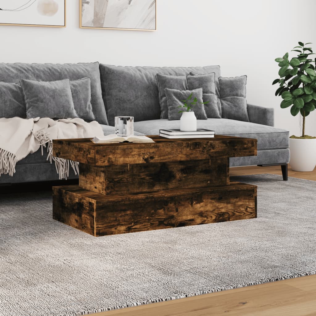 Table basse avec lumières LED chêne fumé 90x50x40 cm - XIOS