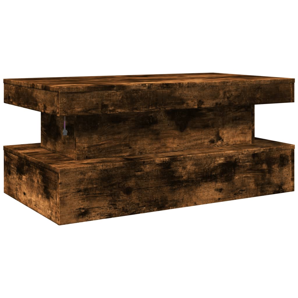 Table basse avec lumières LED chêne fumé 90x50x40 cm - XIOS