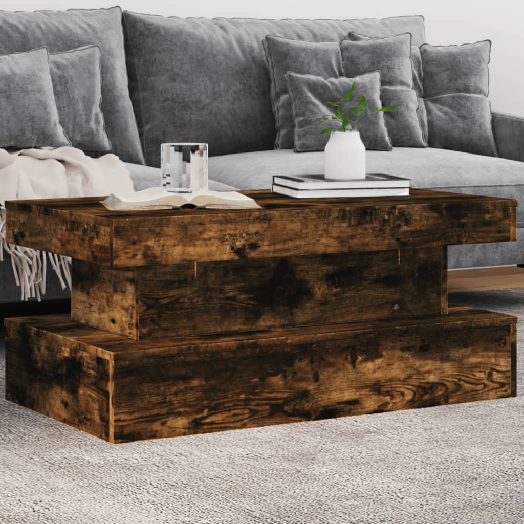 Table basse avec lumières LED chêne fumé 90x50x40 cm - XIOS