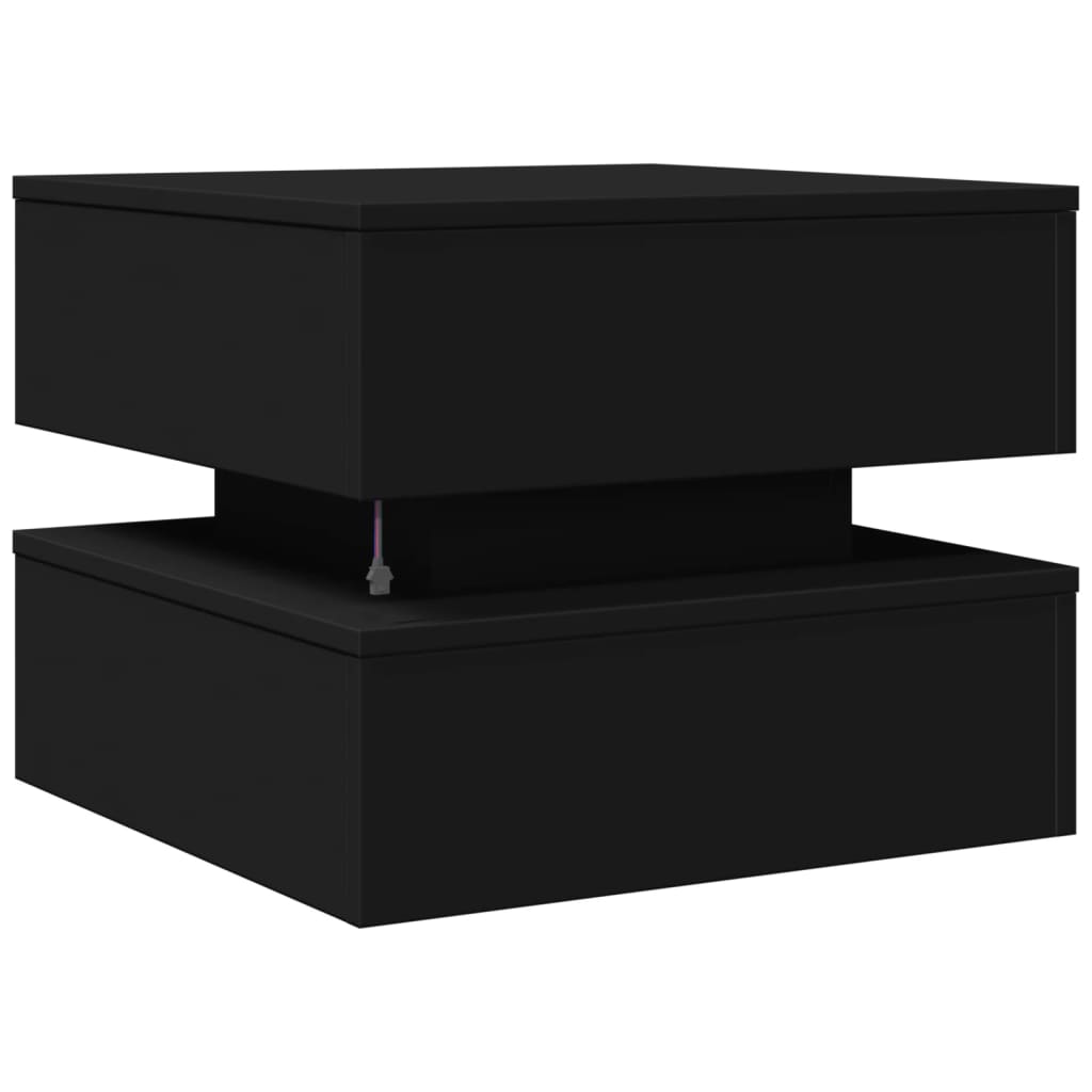 Table basse avec lumières LED noir 50x50x40 cm - XIOS