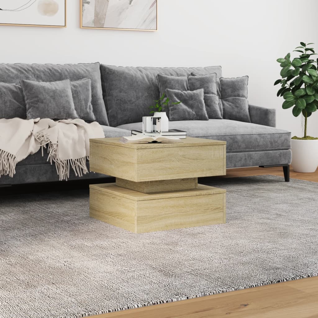 Table basse avec lumières LED chêne sonoma 50x50x40 cm - XIOS