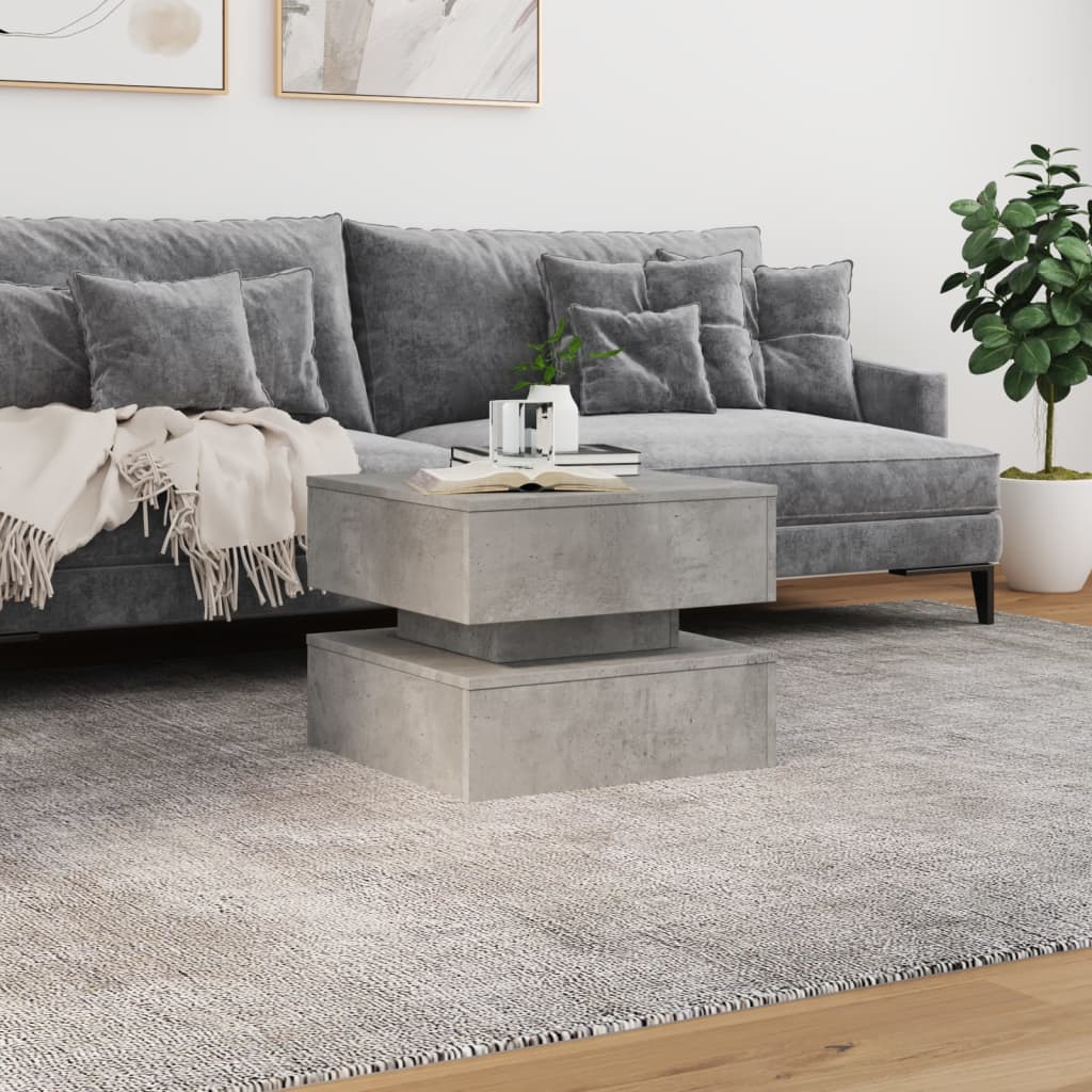 Table basse avec lumières LED gris béton 50x50x40 cm - XIOS
