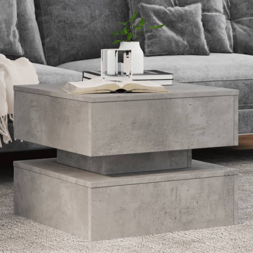 Table basse avec lumières LED gris béton 50x50x40 cm - XIOS