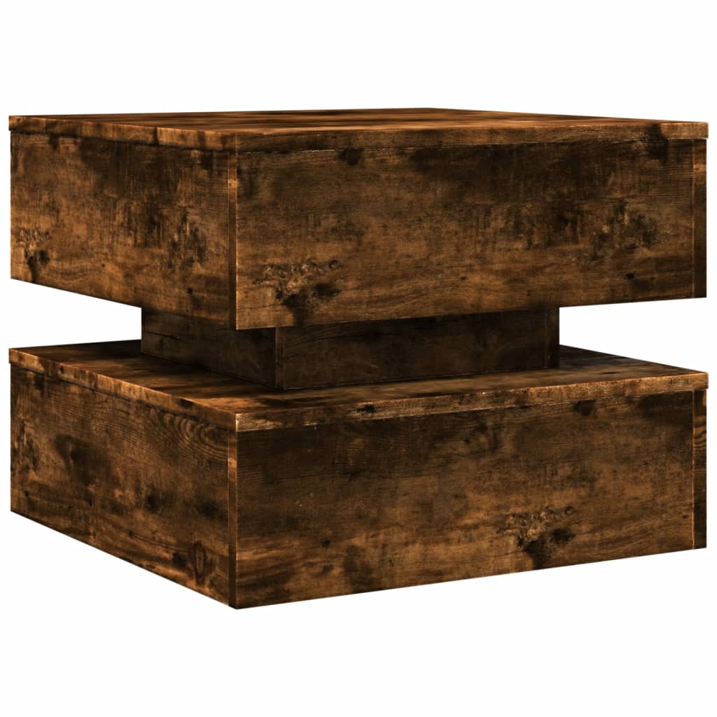 Table basse avec lumières LED chêne fumé 50x50x40 cm - XIOS