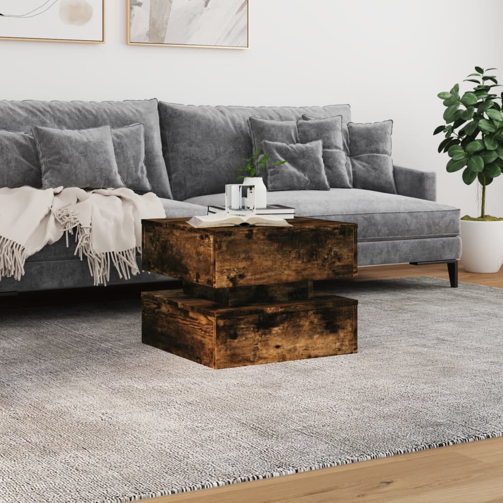 Table basse avec lumières LED chêne fumé 50x50x40 cm - XIOS