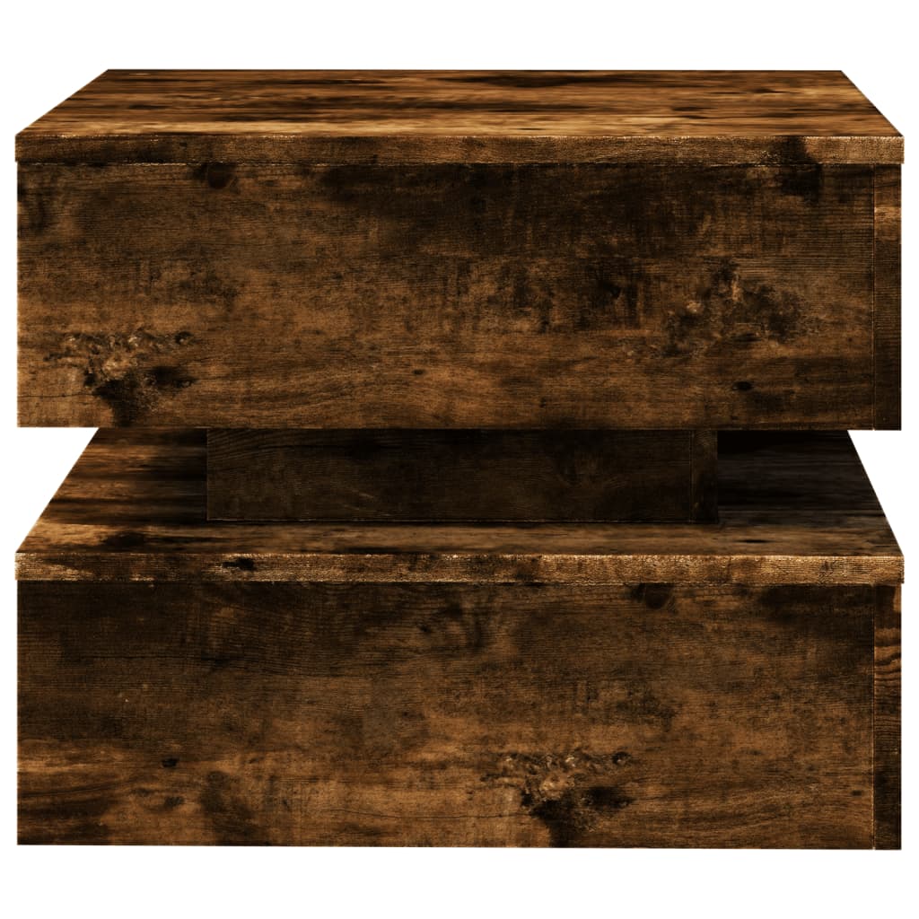 Table basse avec lumières LED chêne fumé 50x50x40 cm - XIOS