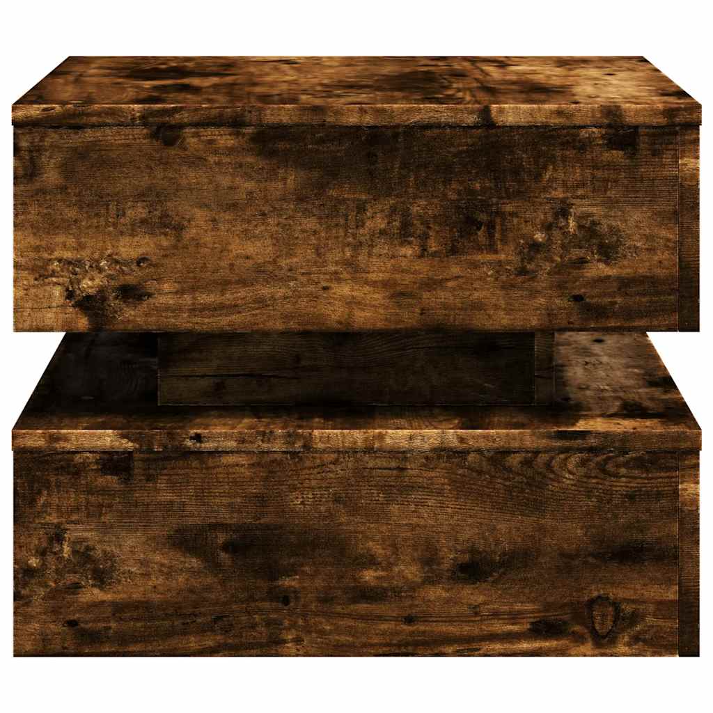 Table basse avec lumières LED chêne fumé 50x50x40 cm - XIOS