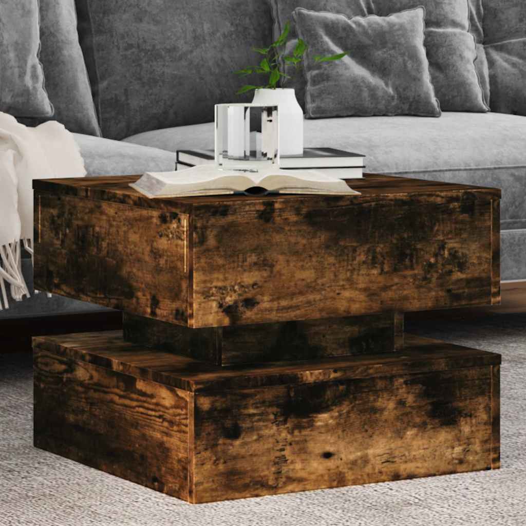 Table basse avec lumières LED chêne fumé 50x50x40 cm - XIOS