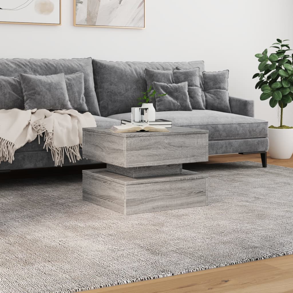 Table basse avec lumières LED sonoma gris 50x50x40 cm - XIOS