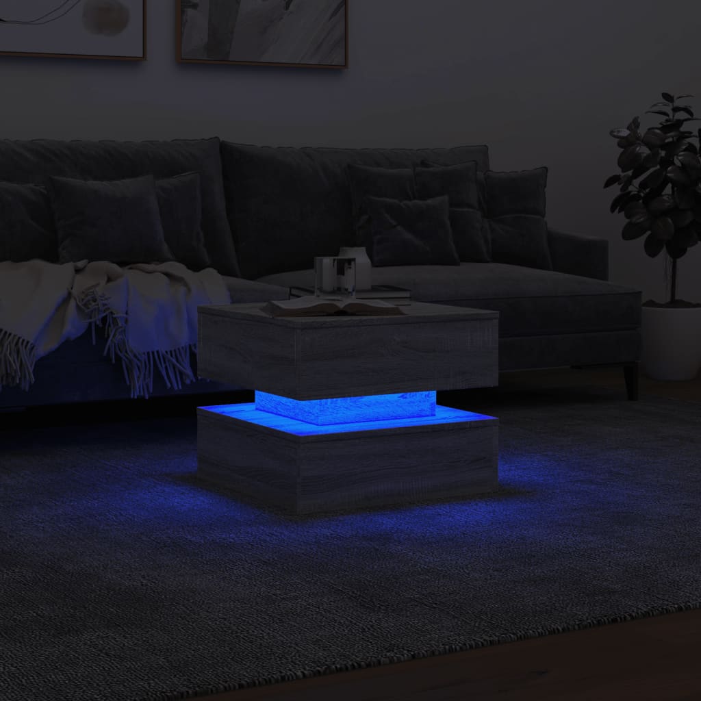 Table basse avec lumières LED sonoma gris 50x50x40 cm - XIOS