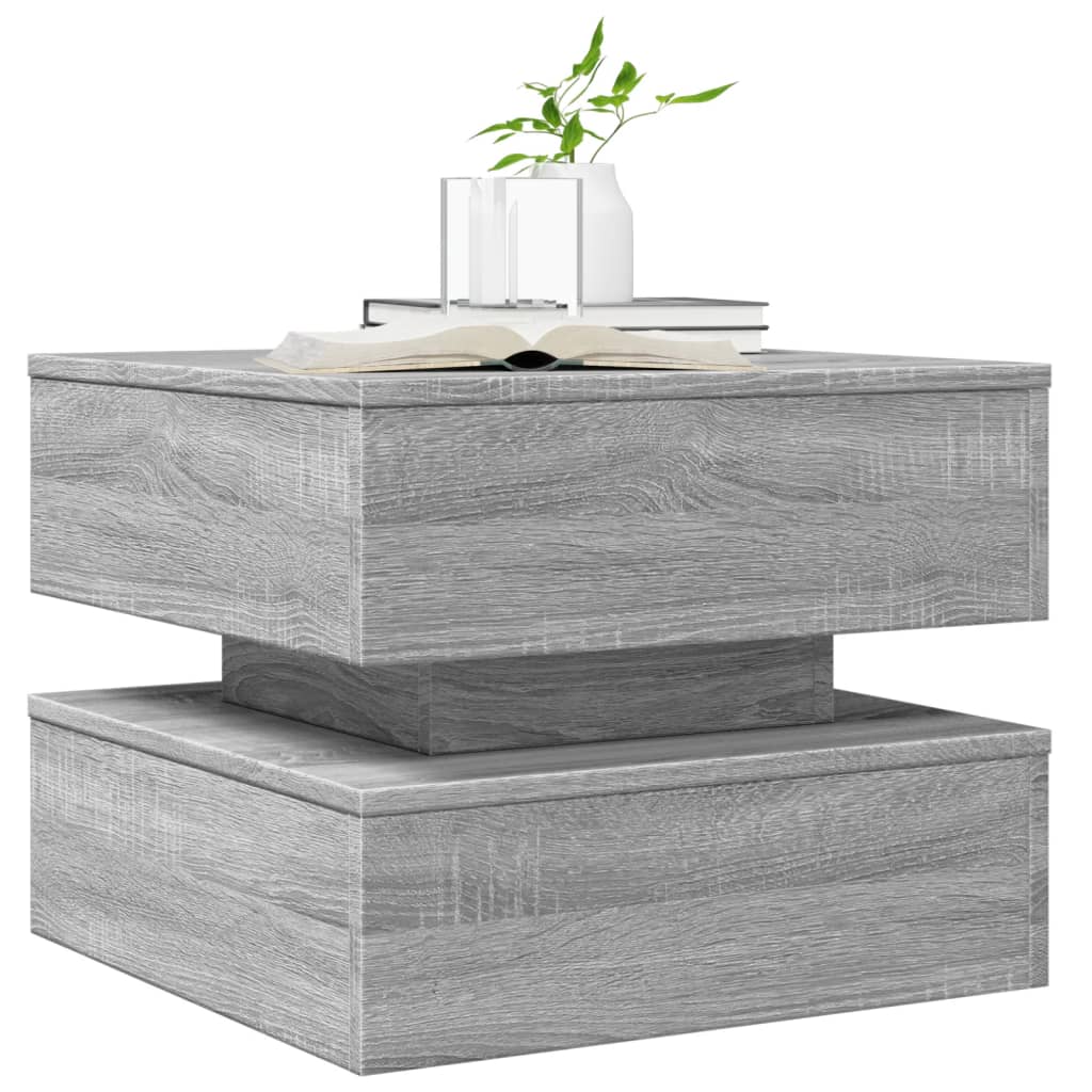 Table basse avec lumières LED sonoma gris 50x50x40 cm - XIOS