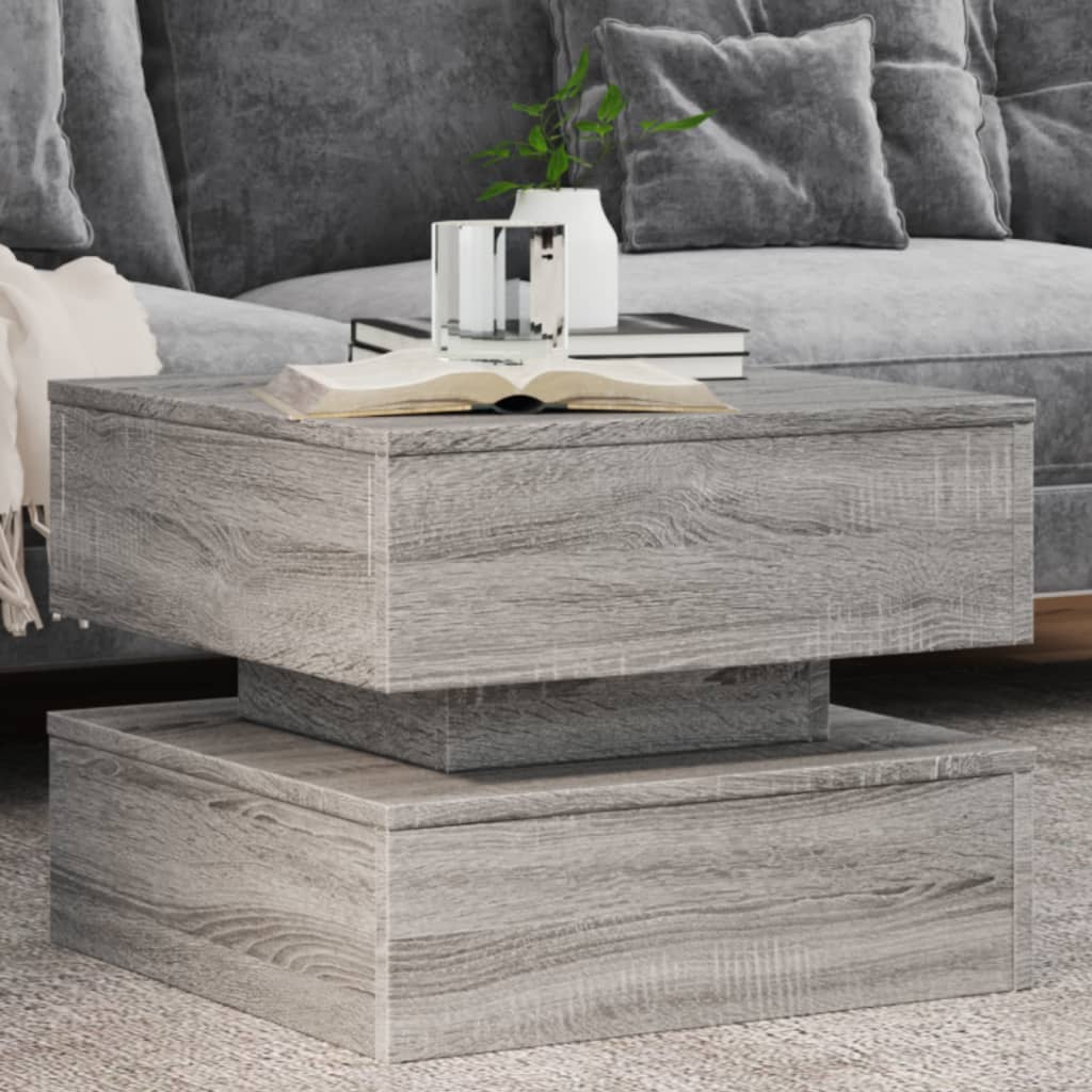 Table basse avec lumières LED sonoma gris 50x50x40 cm - XIOS