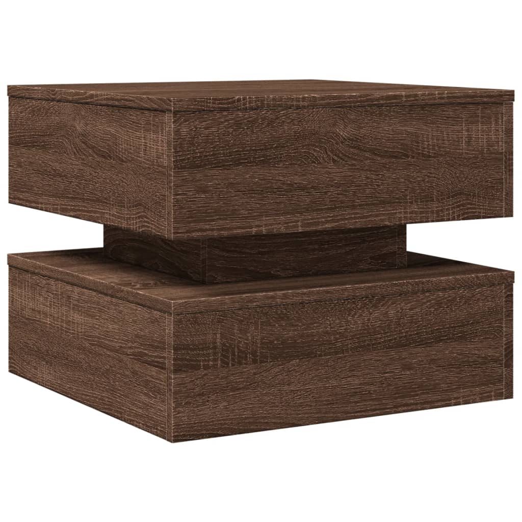 Table basse avec lumières LED chêne marron 50x50x40 cm - XIOS