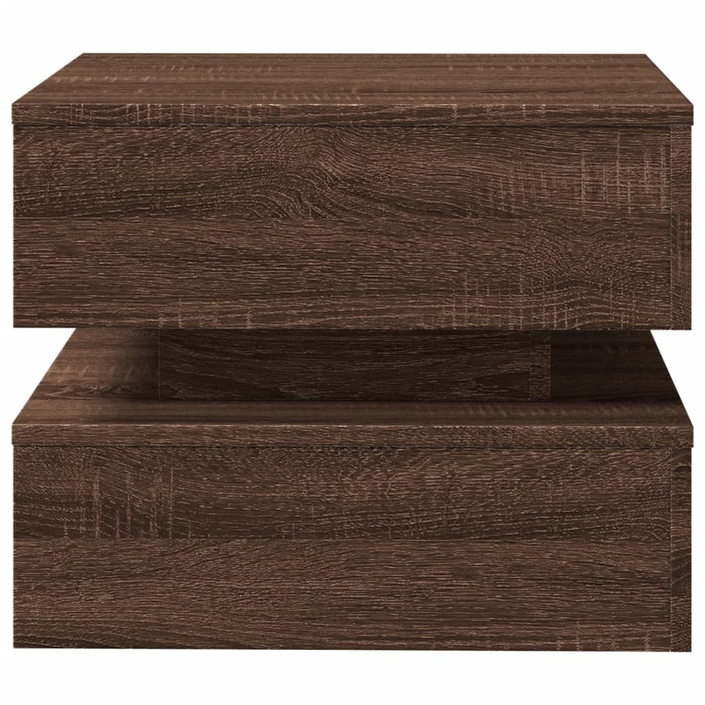 Table basse avec lumières LED chêne marron 50x50x40 cm - XIOS