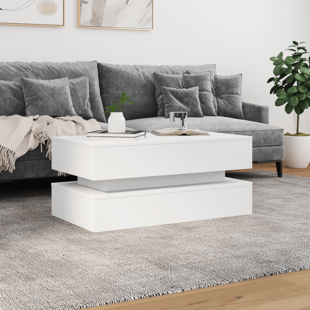 Table basse avec lumières LED blanc 90x50x40 cm - XIOS