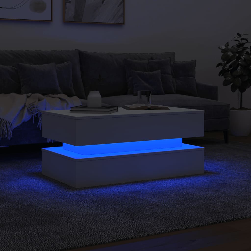 Table basse avec lumières LED blanc 90x50x40 cm - XIOS