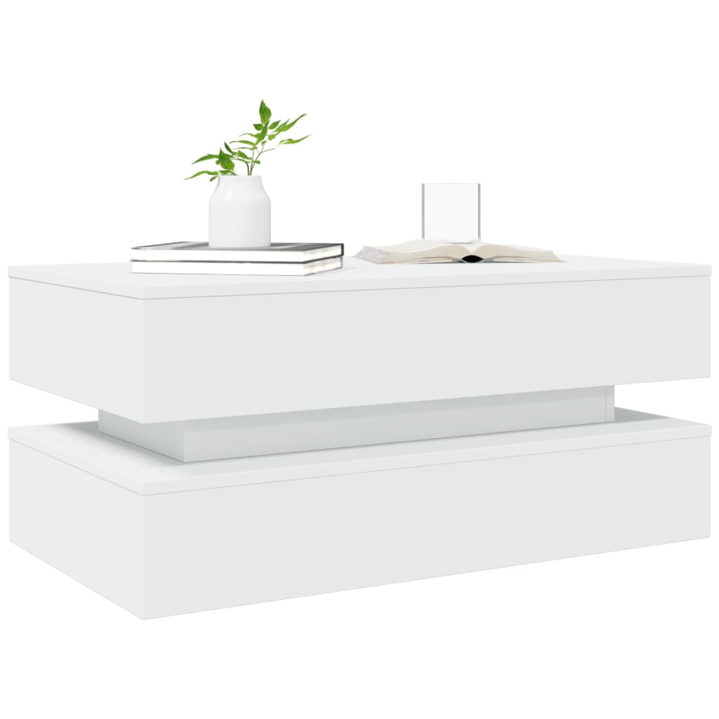 Table basse avec lumières LED blanc 90x50x40 cm - XIOS