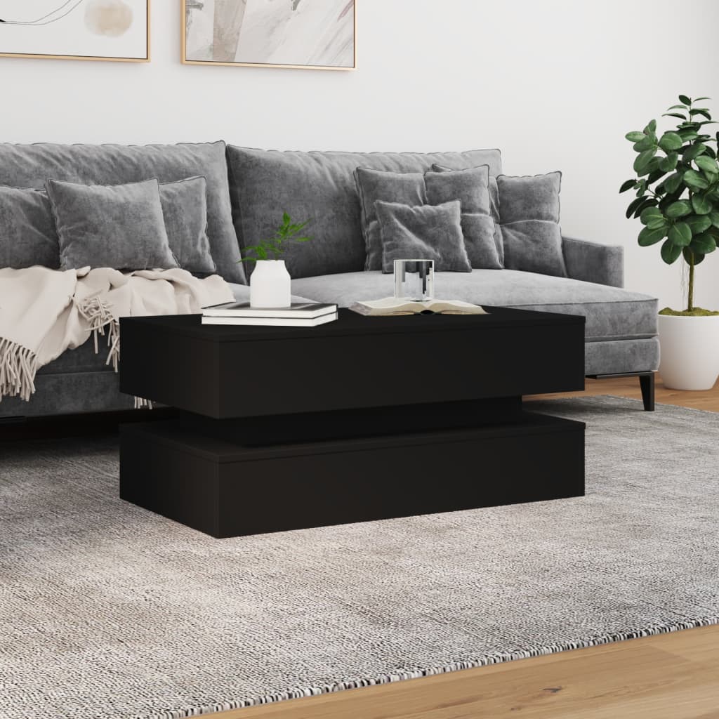 Table basse avec lumières LED noir 90x50x40 cm - XIOS