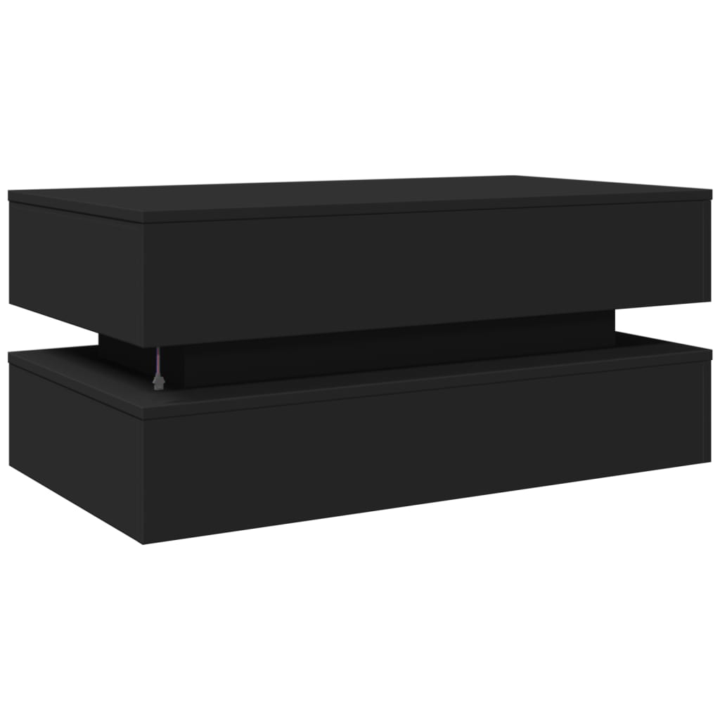 Table basse avec lumières LED noir 90x50x40 cm - XIOS