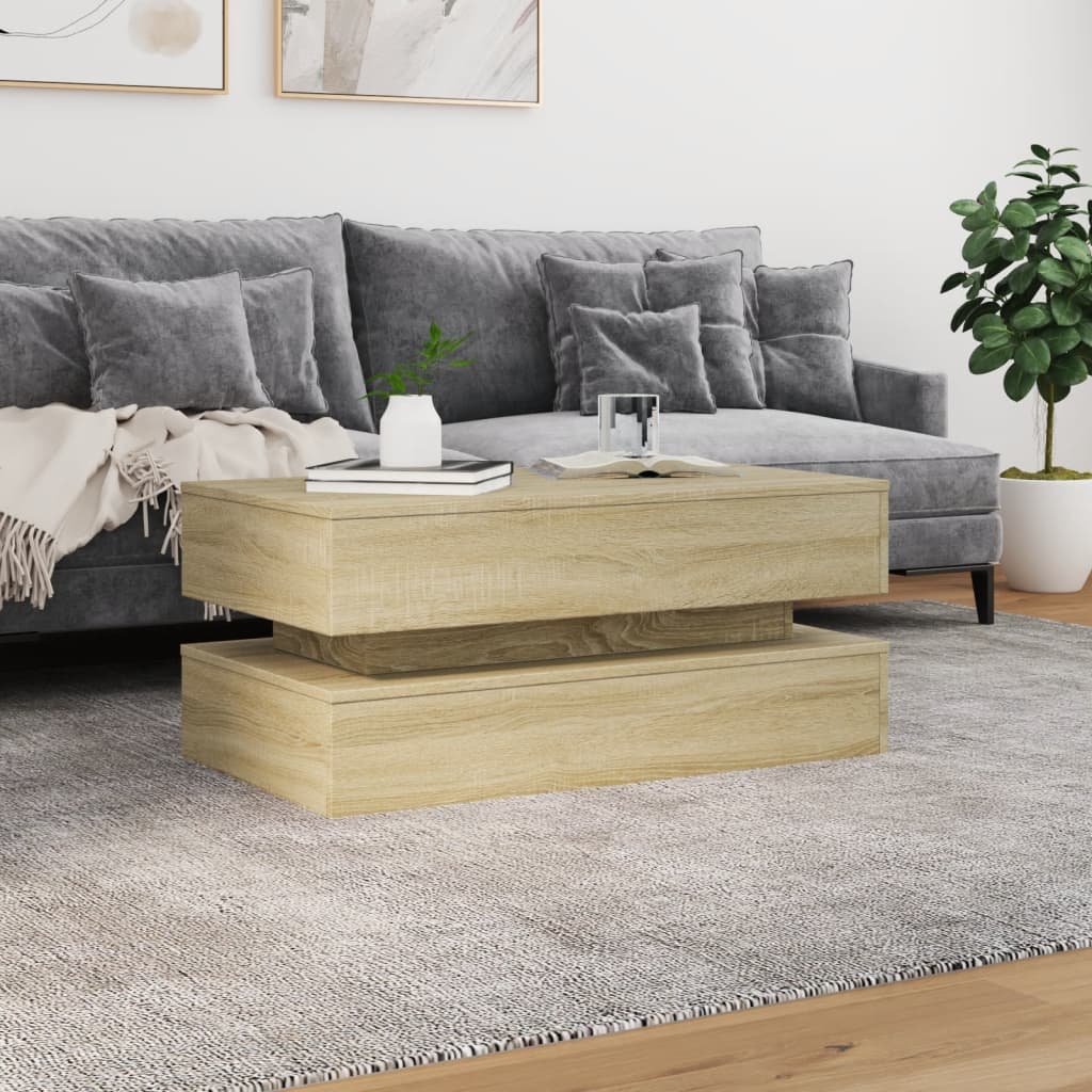Table basse avec lumières LED chêne sonoma 90x50x40 cm - XIOS