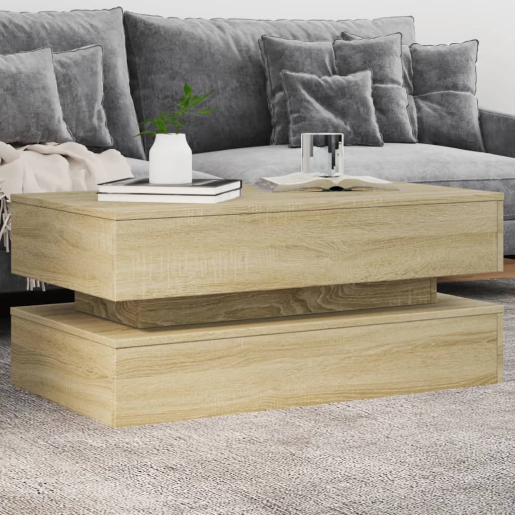Table basse avec lumières LED chêne sonoma 90x50x40 cm - XIOS