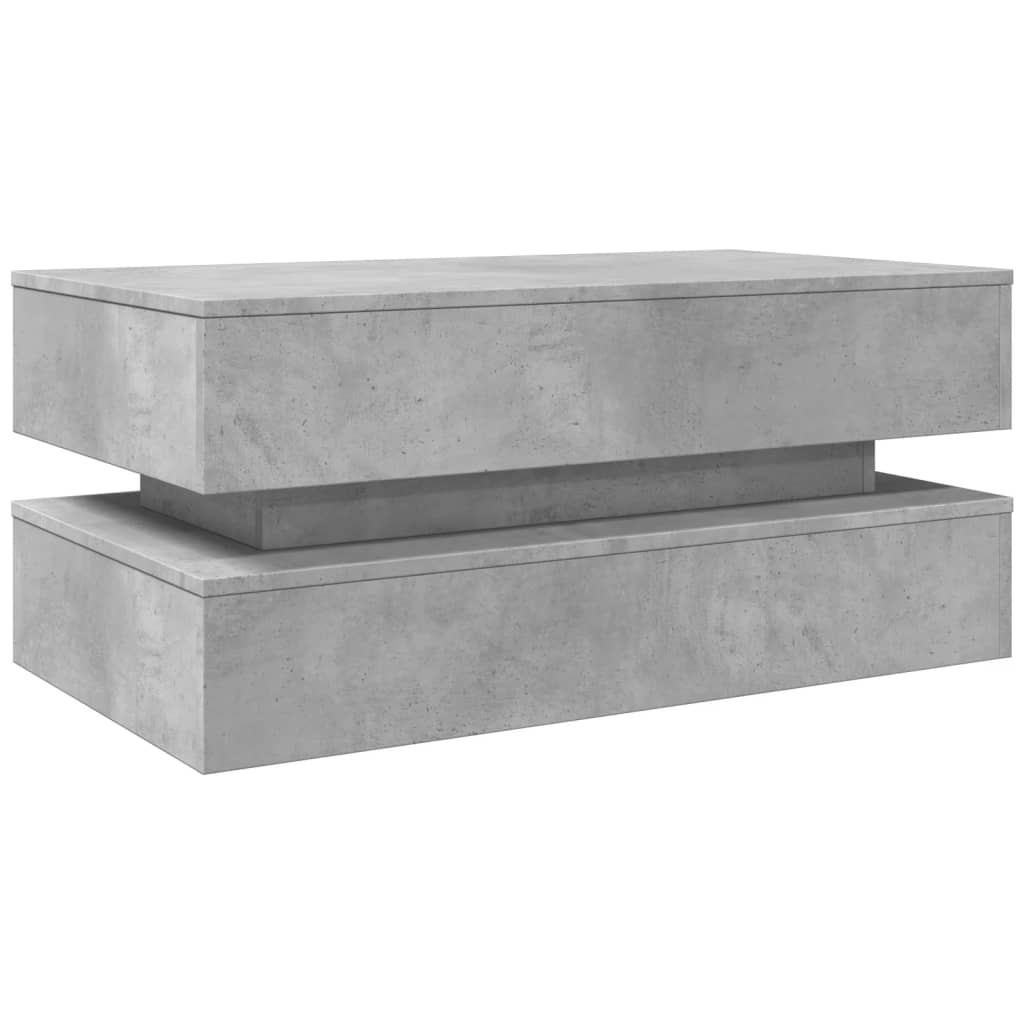 Table basse avec lumières LED gris béton 90x50x40 cm - XIOS