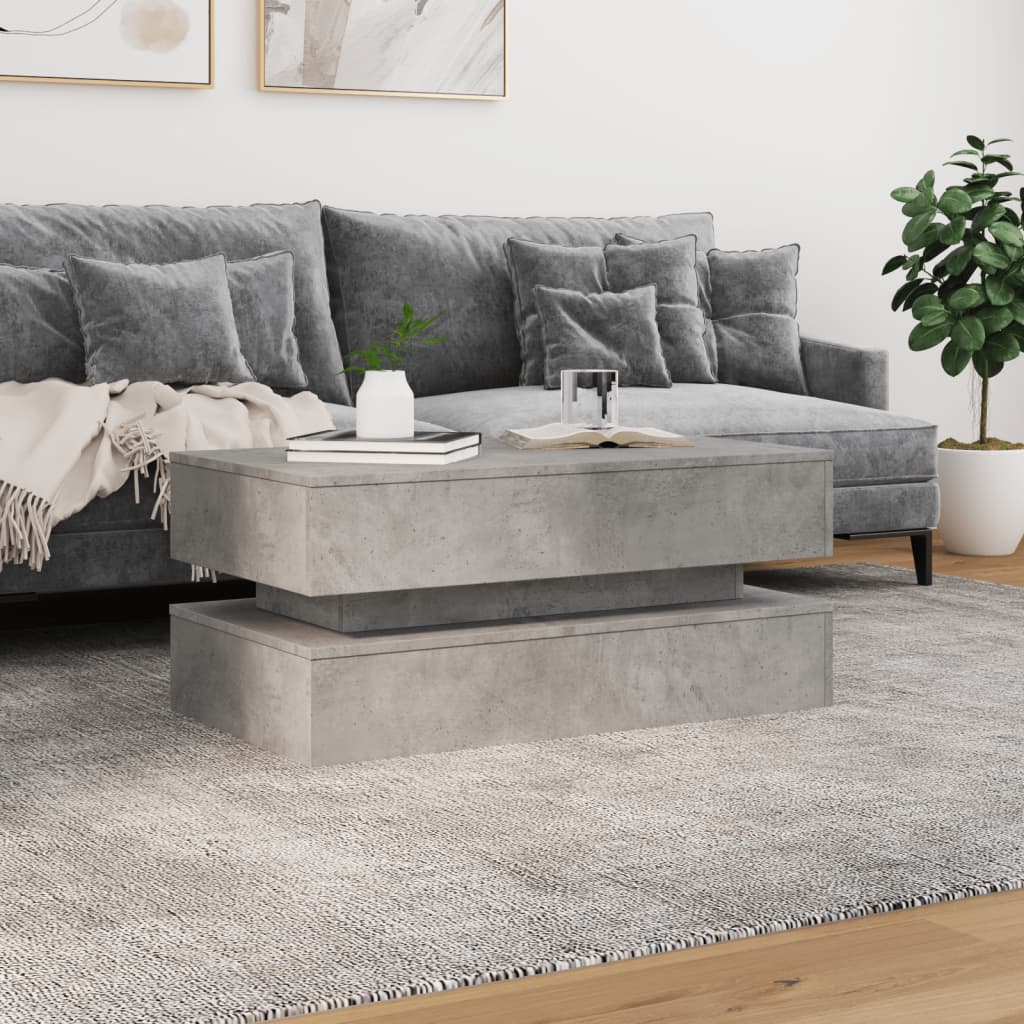 Table basse avec lumières LED gris béton 90x50x40 cm - XIOS