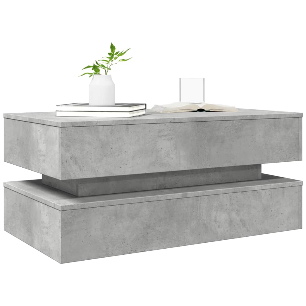 Table basse avec lumières LED gris béton 90x50x40 cm - XIOS