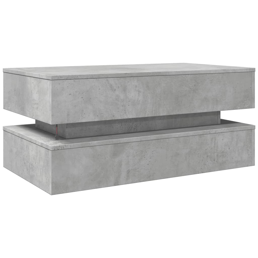 Table basse avec lumières LED gris béton 90x50x40 cm - XIOS