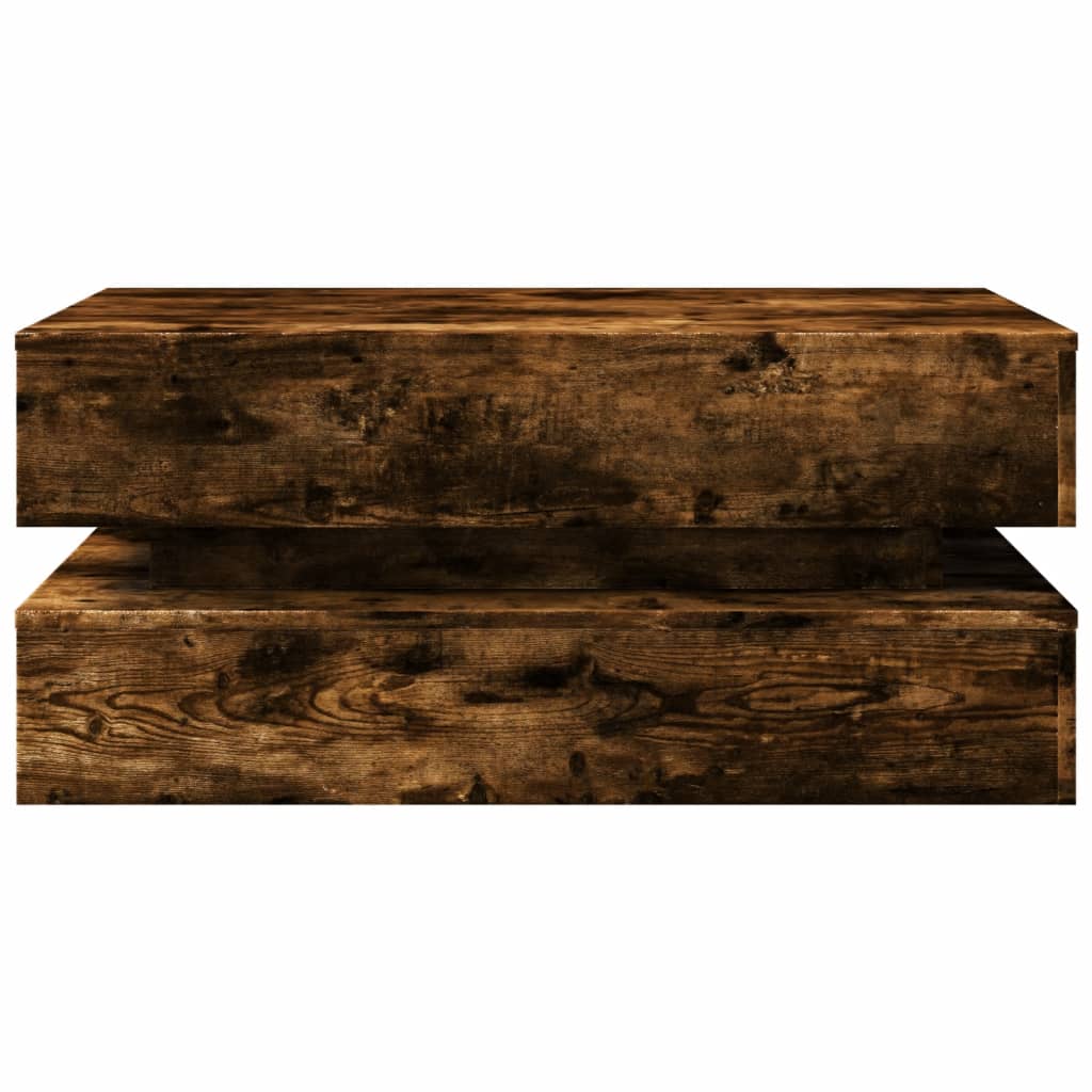 Table basse avec lumières LED chêne fumé 90x50x40 cm - XIOS