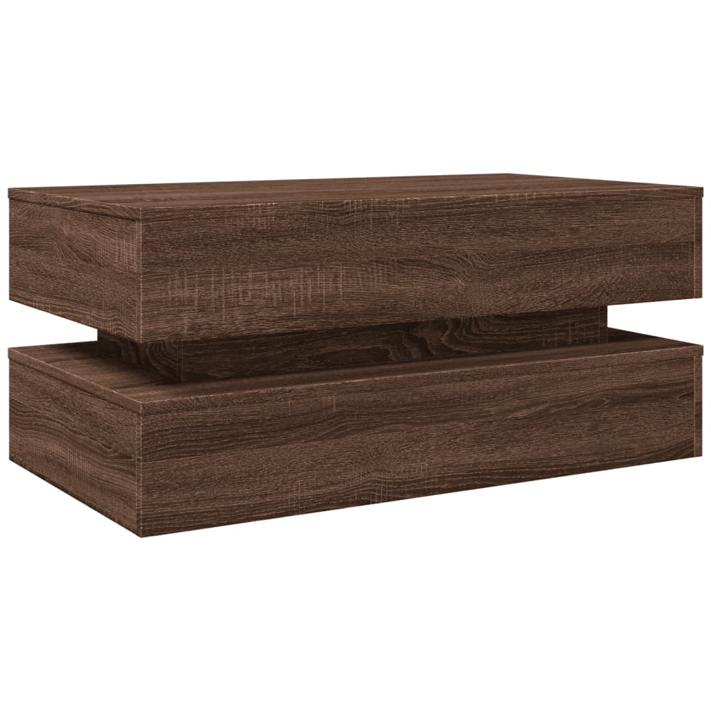 Table basse avec lumières LED chêne marron 90x50x40 cm - XIOS