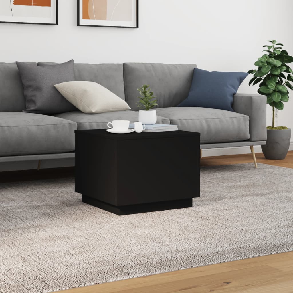 Table basse avec lumières LED noir 50x50x40 cm - XIOS