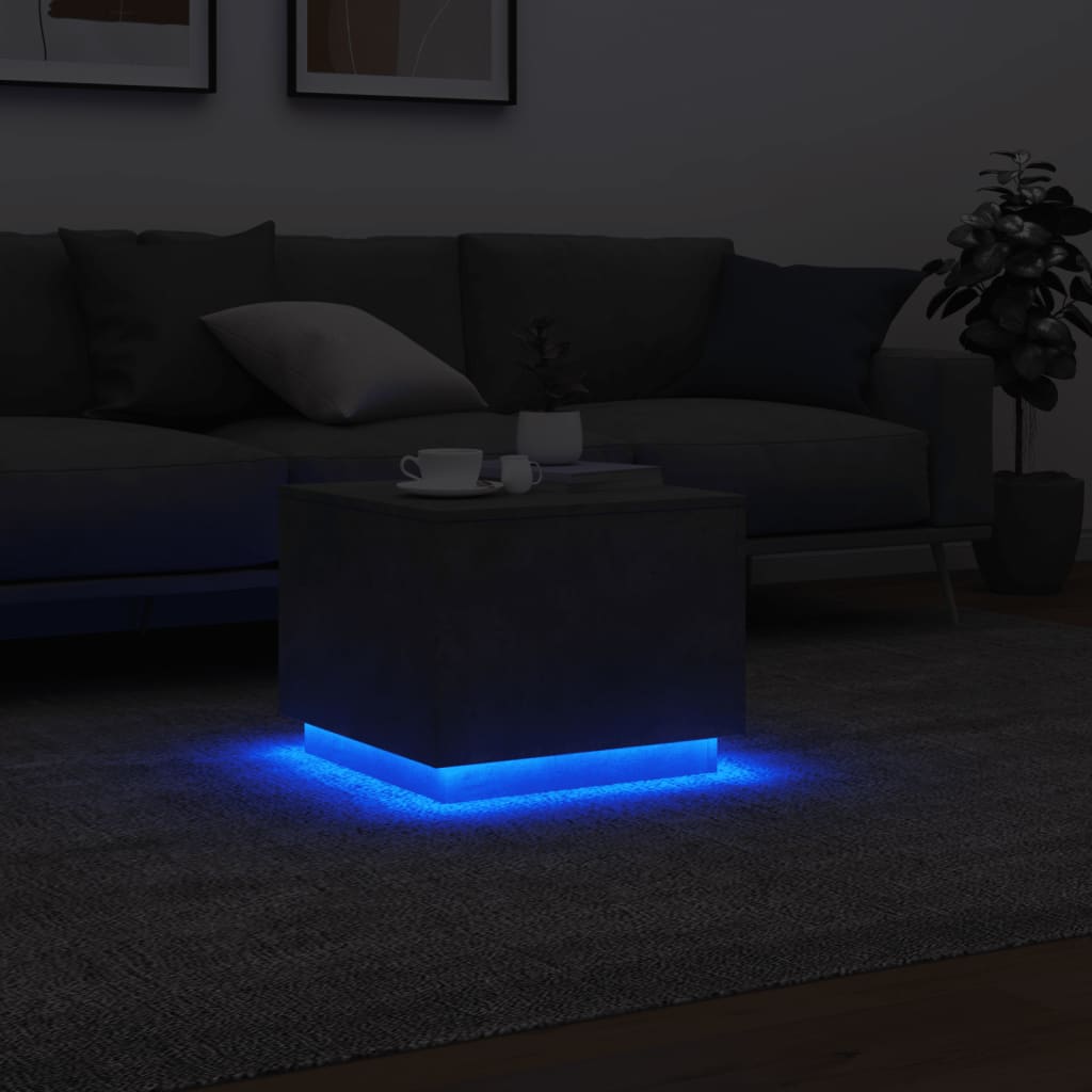Table basse avec lumières LED gris béton 50x50x40 cm - XIOS
