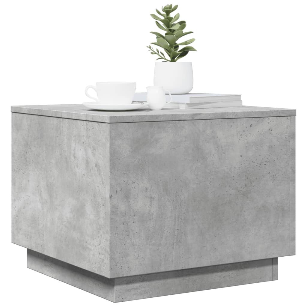 Table basse avec lumières LED gris béton 50x50x40 cm - XIOS