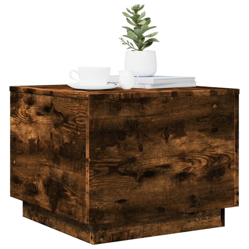 Table basse avec lumières LED chêne fumé 50x50x40 cm - XIOS