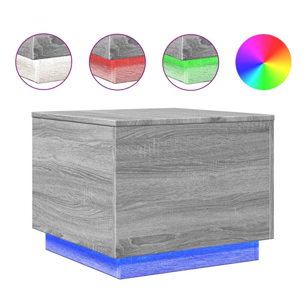 Table basse avec lumières LED sonoma gris 50x50x40 cm - XIOS