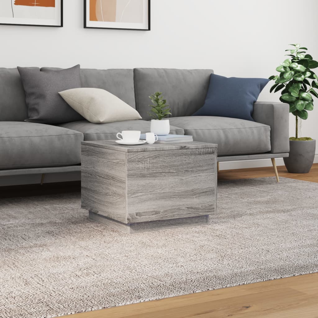 Table basse avec lumières LED sonoma gris 50x50x40 cm - XIOS