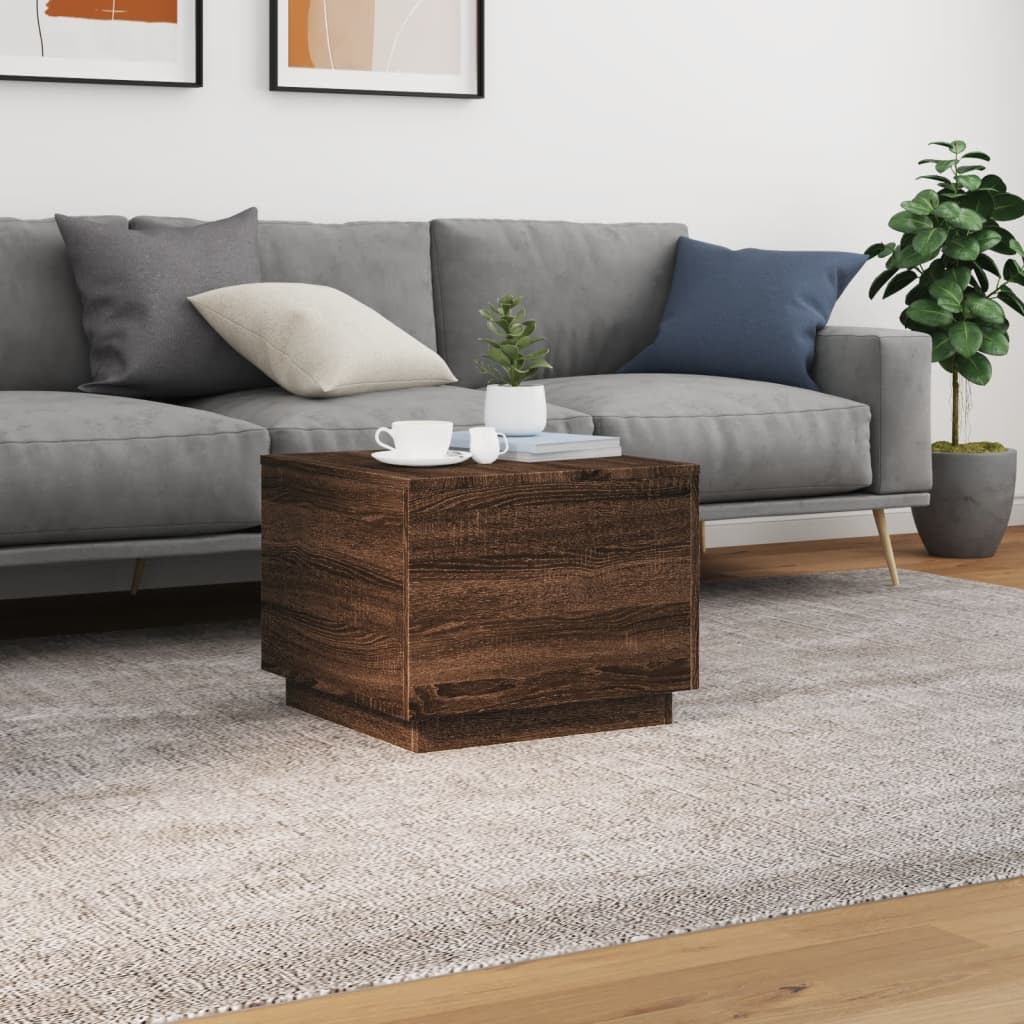 Table basse avec lumières LED chêne marron 50x50x40 cm - XIOS