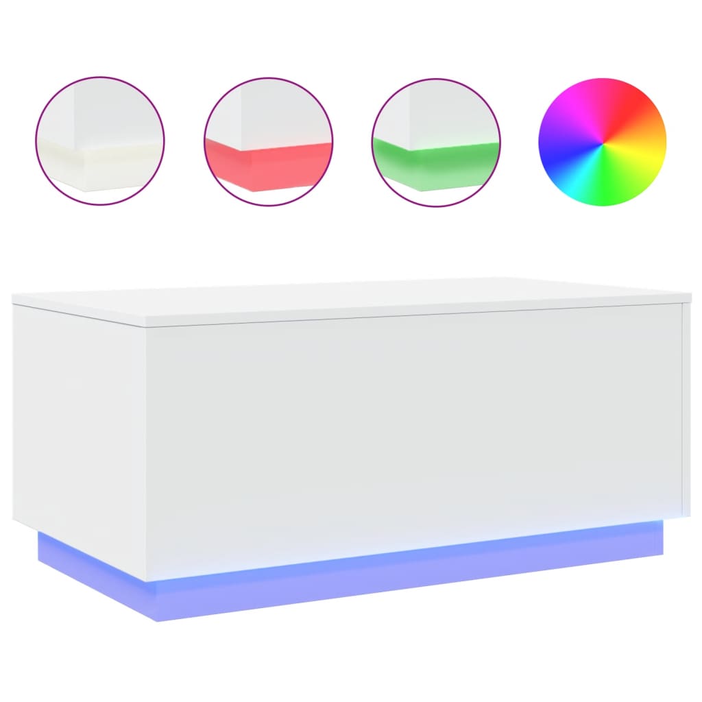 Table basse avec lumières LED blanc 90x50x40 cm - XIOS