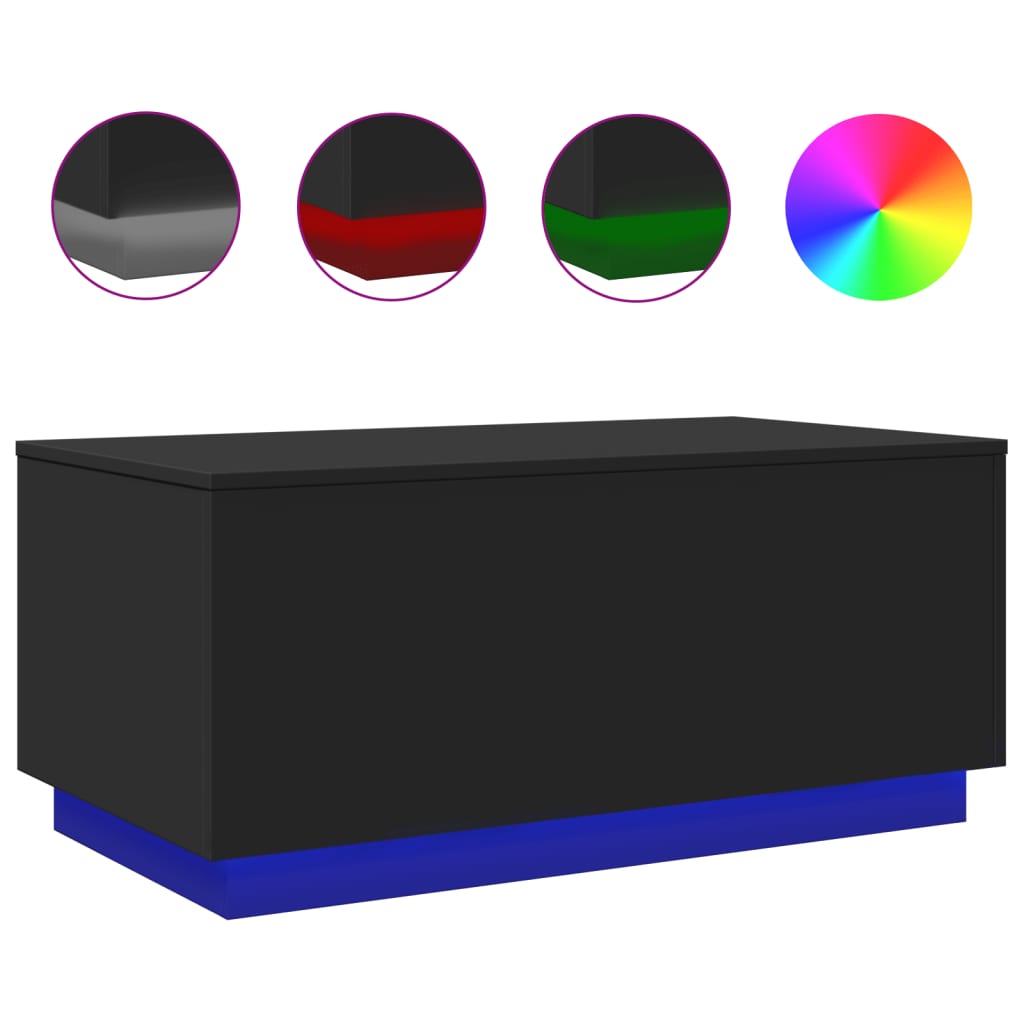 Table basse avec lumières LED noir 90x50x40 cm - XIOS