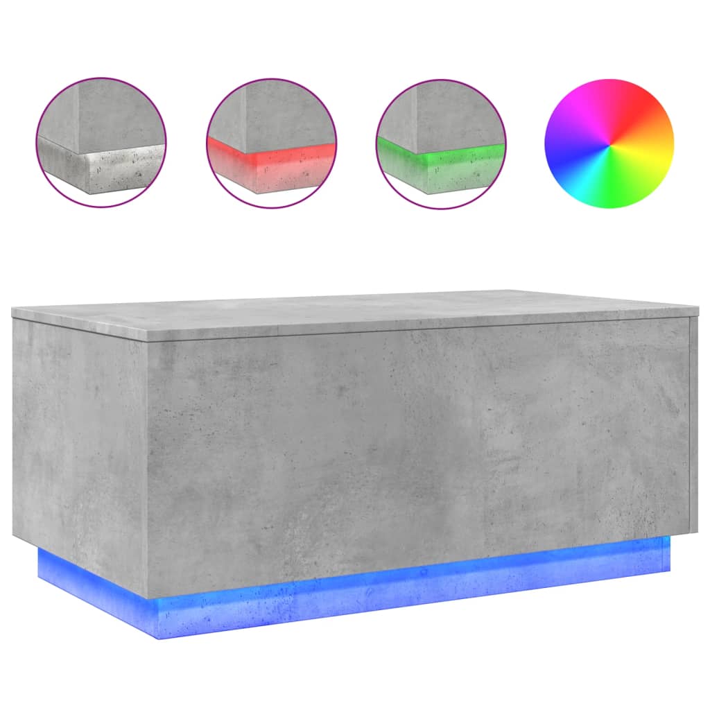 Table basse avec lumières LED gris béton 90x50x40 cm - XIOS