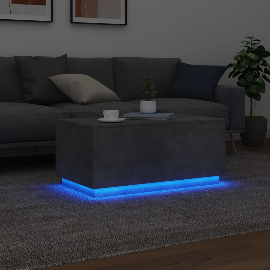 Table basse avec lumières LED gris béton 90x50x40 cm - XIOS