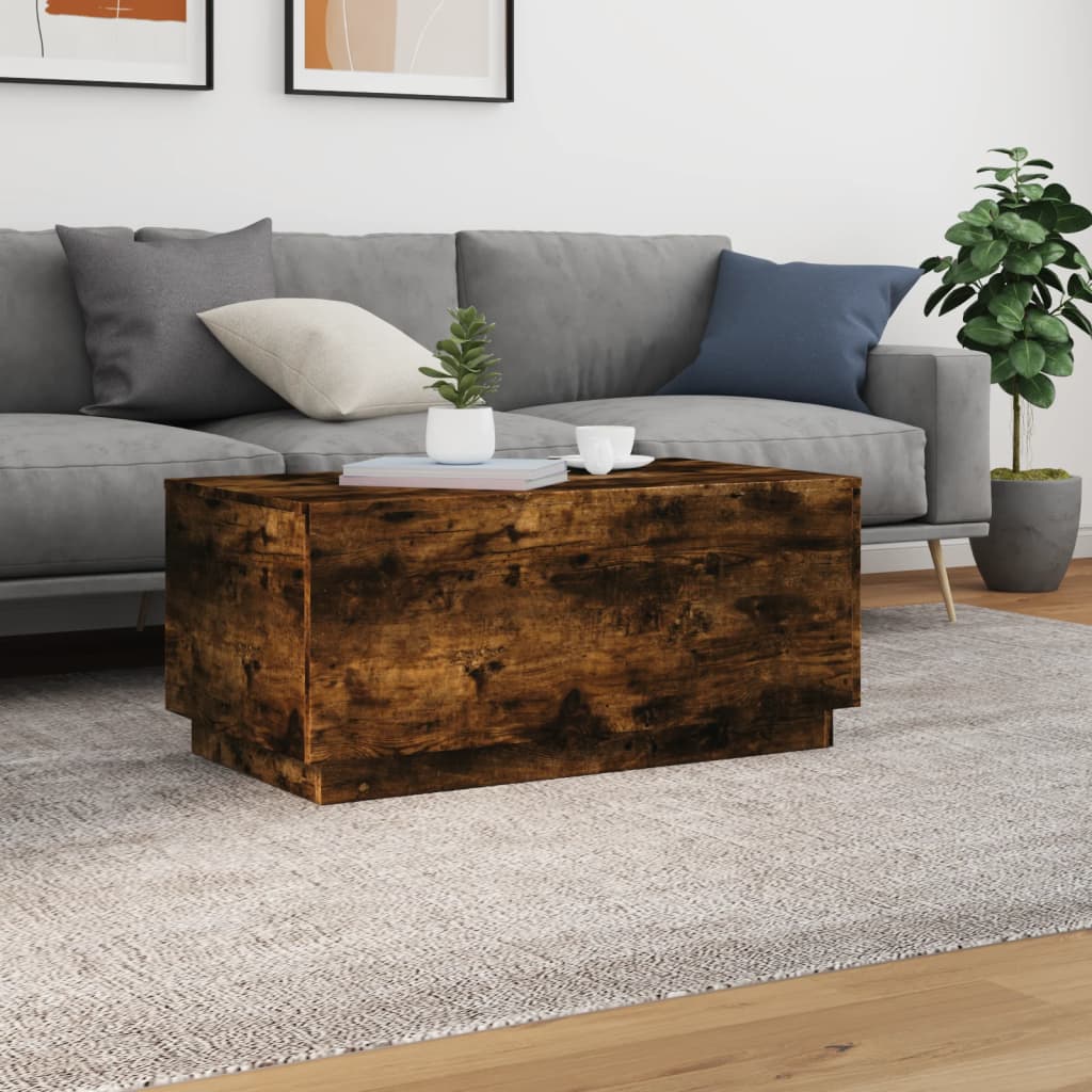 Table basse avec lumières LED chêne fumé 90x50x40 cm - XIOS