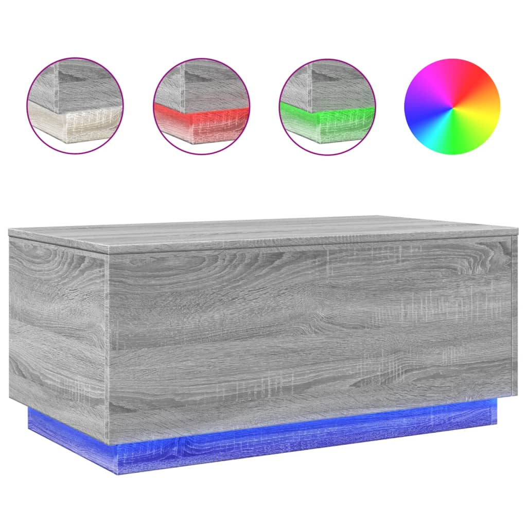 Table basse avec lumières LED gris sonoma 90x50x40 cm - XIOS