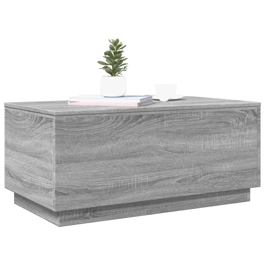 Table basse avec lumières LED gris sonoma 90x50x40 cm - XIOS