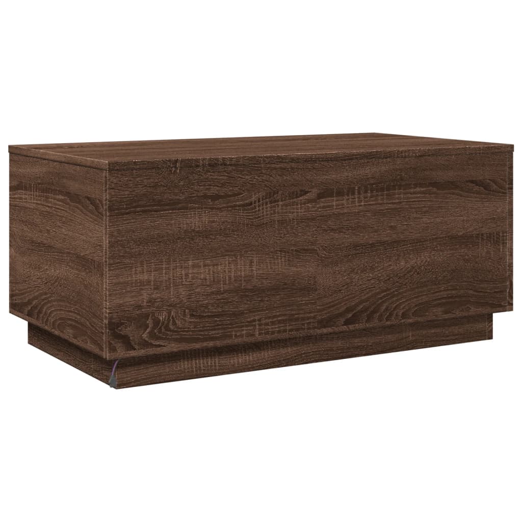 Table basse avec lumières LED chêne marron 90x50x40 cm - XIOS