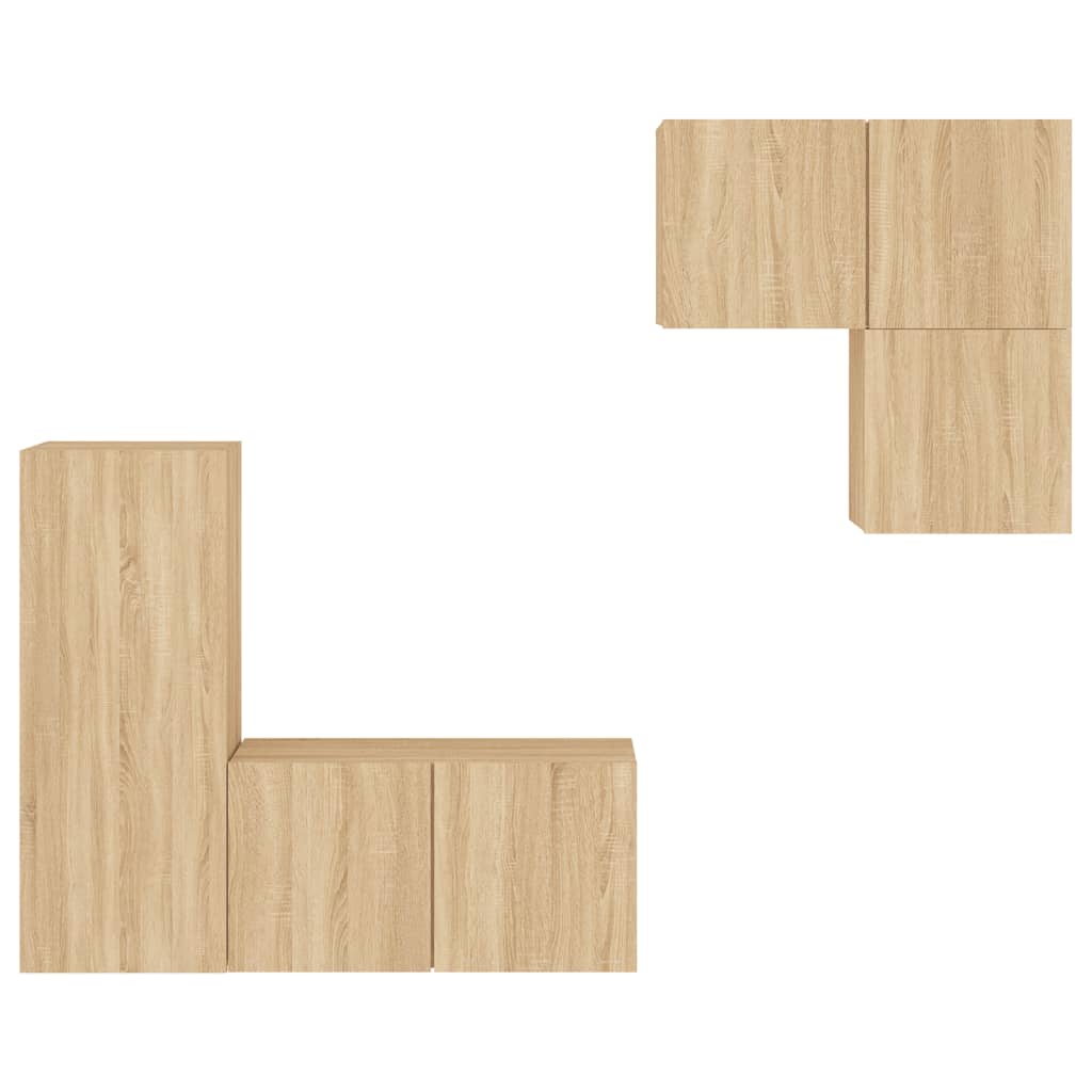 Unités murales TV 4 pcs chêne sonoma bois d'ingénierie - XIOS