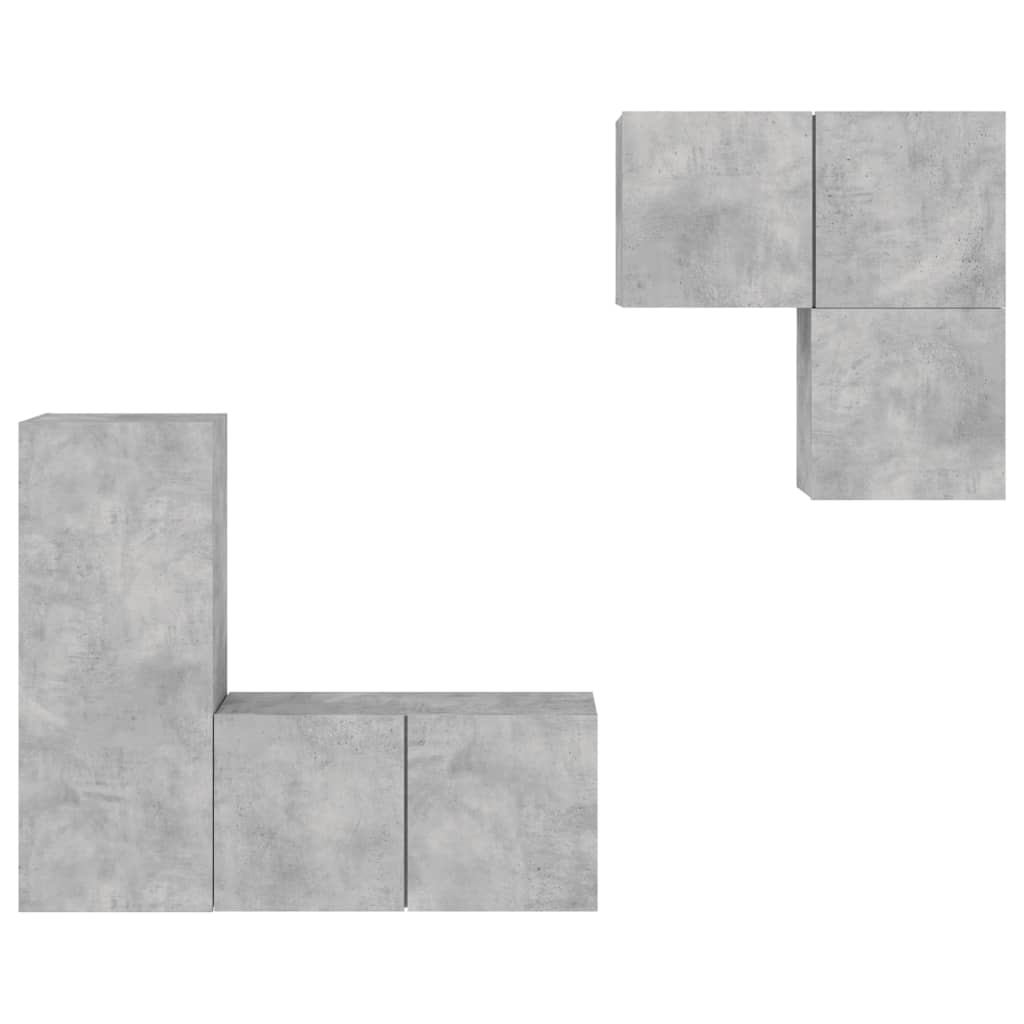 Unités murales TV 4 pcs gris béton bois d'ingénierie - XIOS