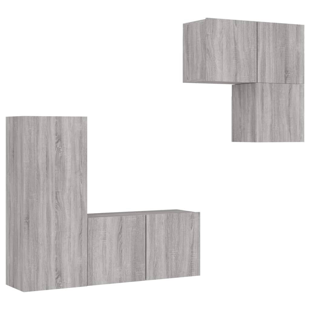 Unités murales TV 4 pcs sonoma gris bois d'ingénierie - XIOS